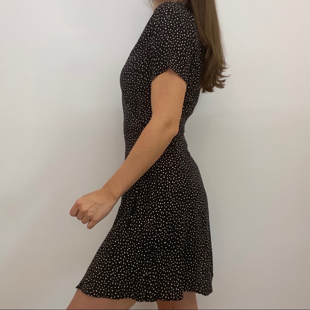 Black and White Wrap Mini Dress - Picture 2 of 6